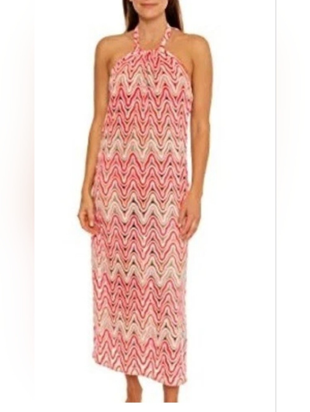 Trina Turk Serafina Crochet Halter Maxi Swim Cover Up Dress Size Medium - Picture 9 of 10